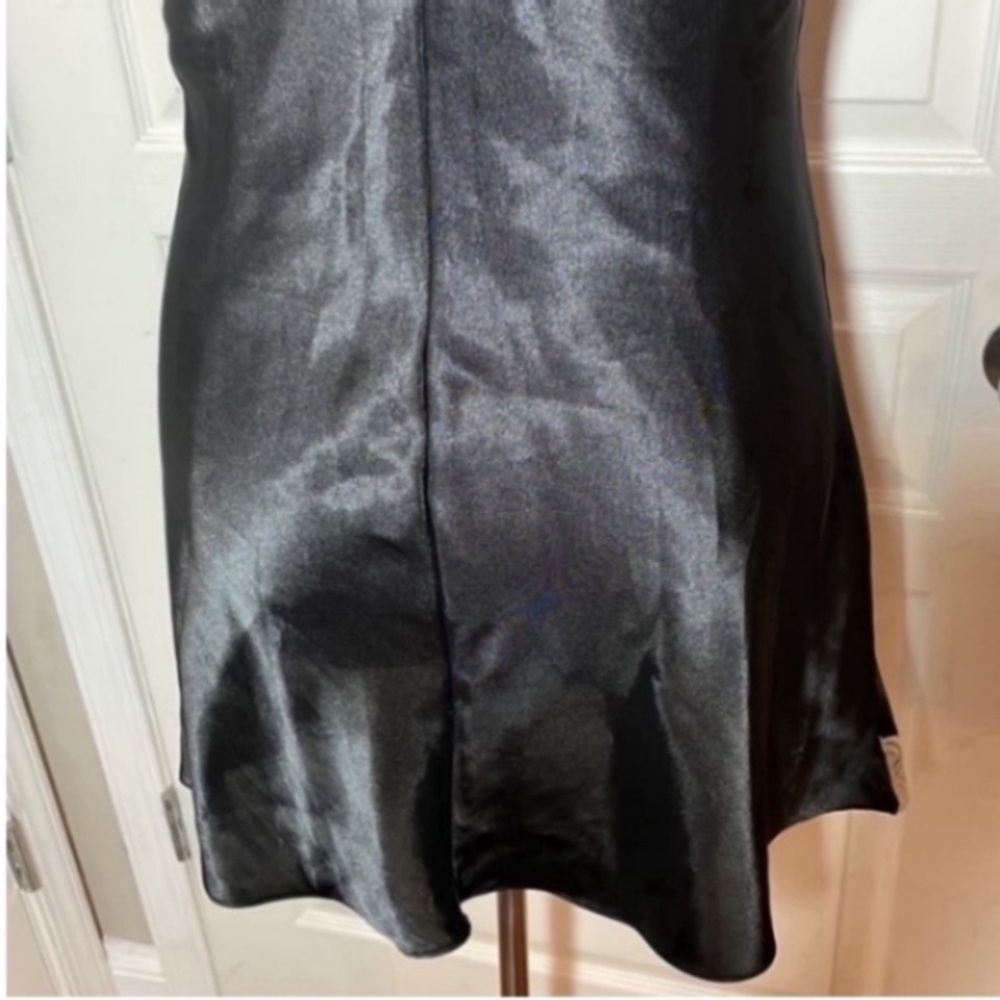 Vintage Inner Most Slip Dress Mini Black Cream Satin Lace V-Neck Dance Party  L - Picture 15 of 17